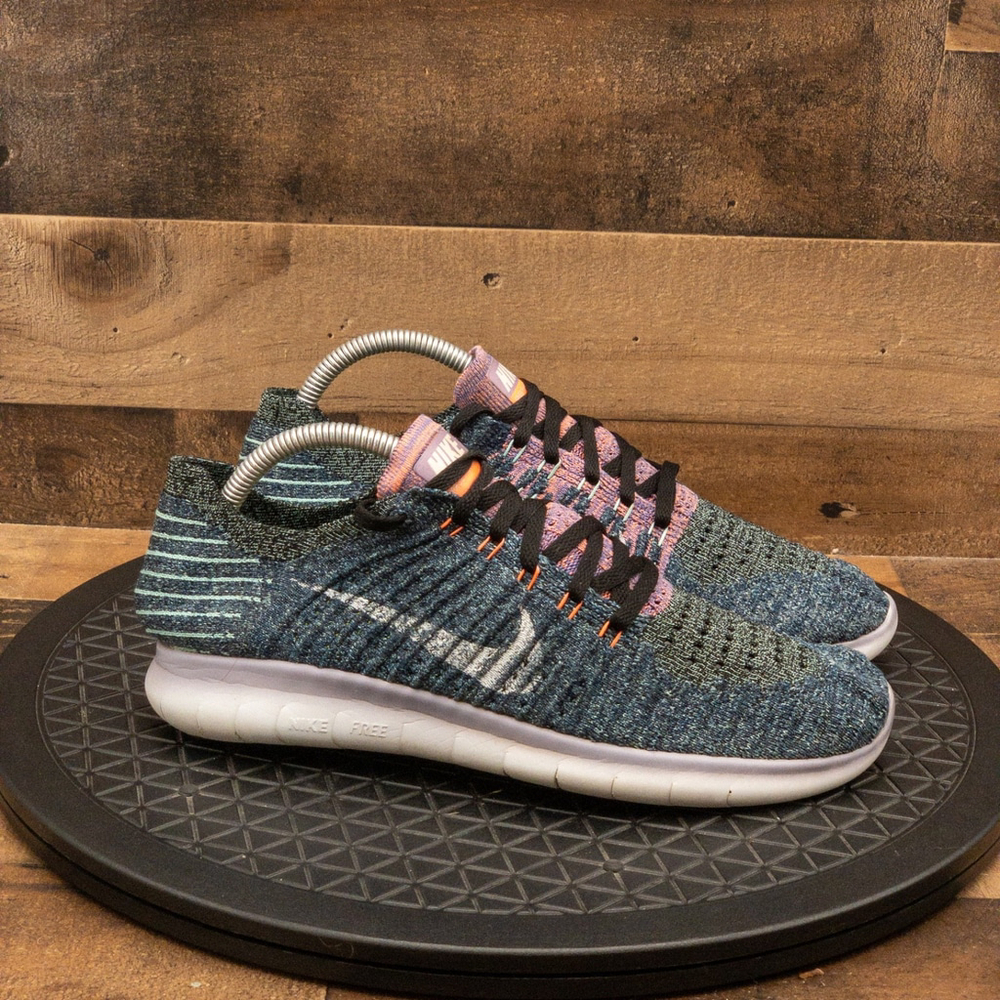 NIKE FREE RN FLYKNIT WOMENS ATHLETIC SHOES RUNNING WALKING GYM BLUE SIZE 9 - Picture 9 of 9